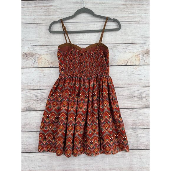 Band of Gypsies Southwest Print Mini Dress Women's Size Small Brown/Rust - Picture 2 of 9